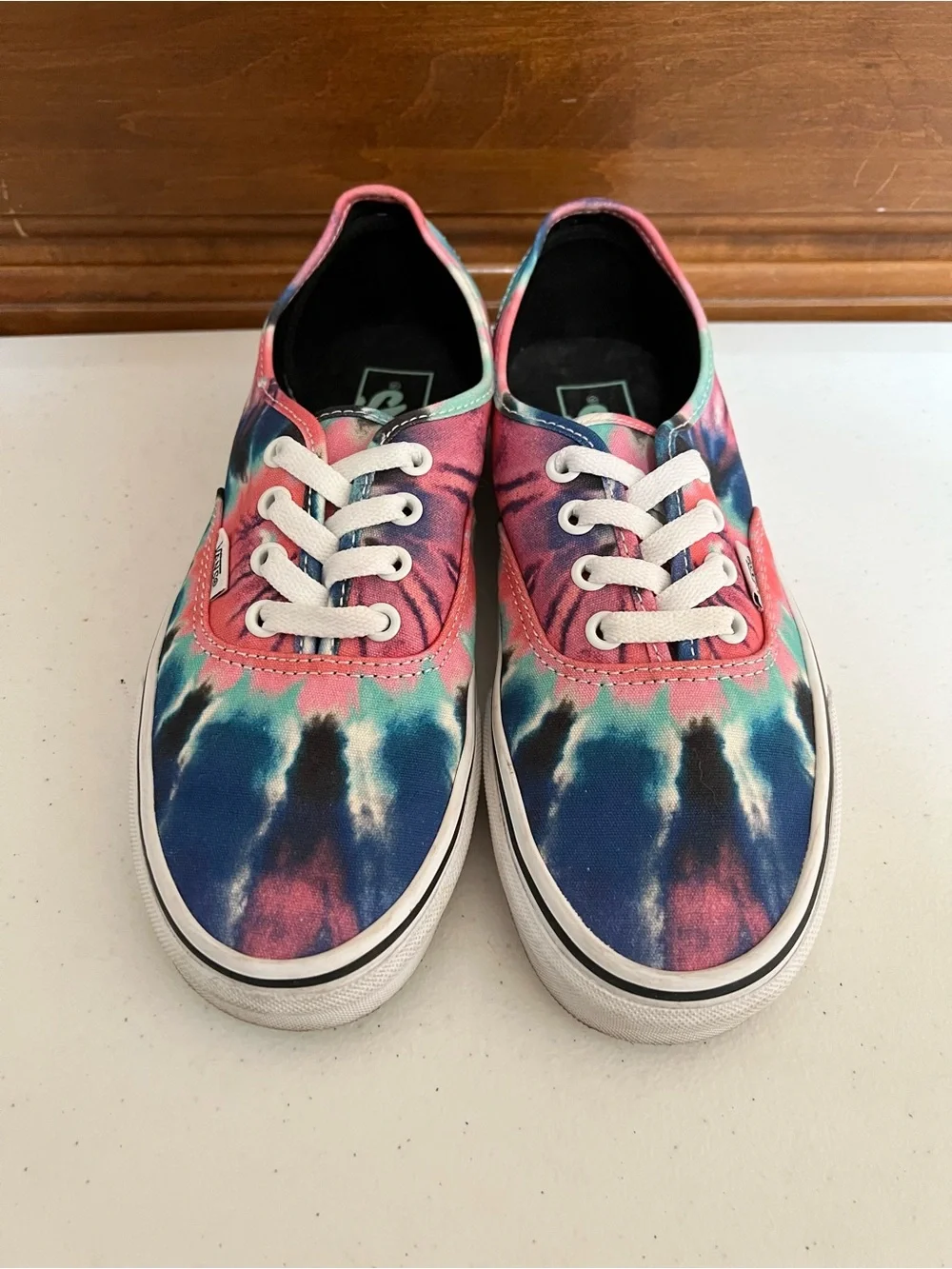 Vans Authentic Tie-Dye Canvas Sneakers - Pink Blue Teal